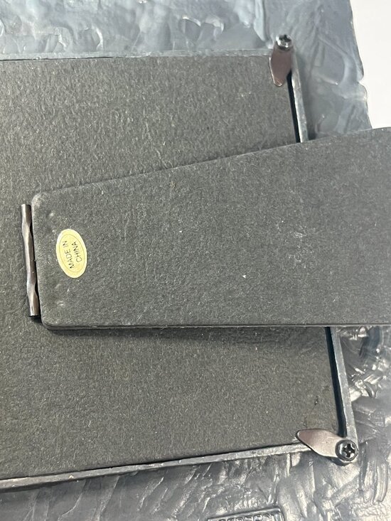 1990s Pewter Hearts and Stars Frame Geometric Celestial Embossed Vintage Decor - Picture 9 of 9